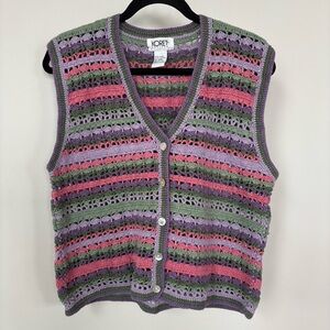Koret Multicolor Crocheted Sweater Vest Size M‎